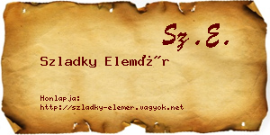 Szladky Elemér névjegykártya